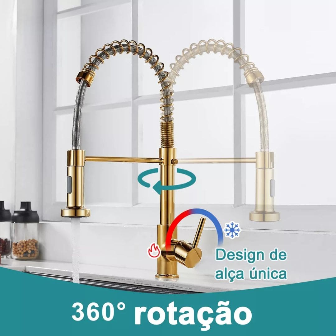 Torneira Gourmet Cozinha Com Extensor Quente e Frio