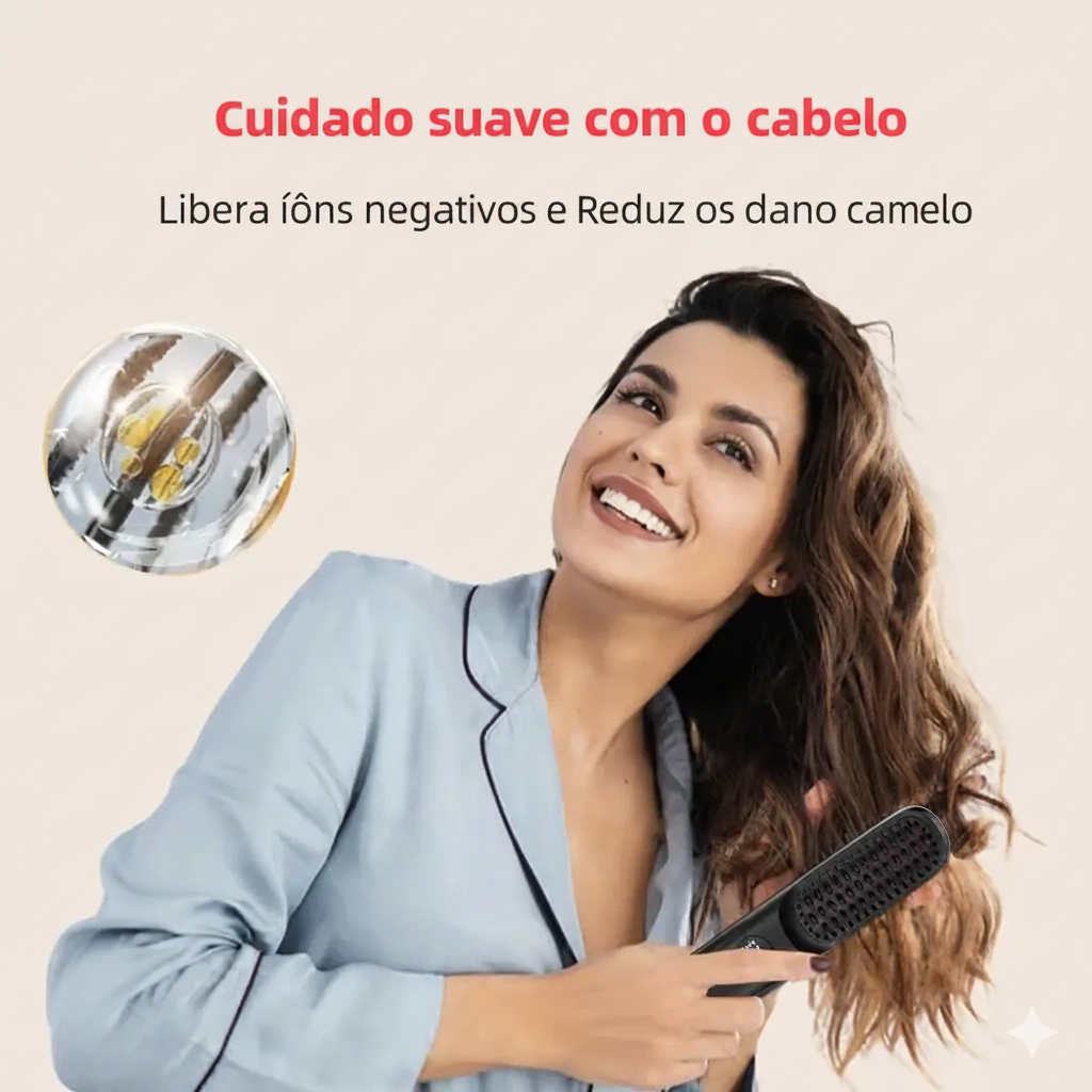 Escova alisadora de cabelo sem fio Portátil
