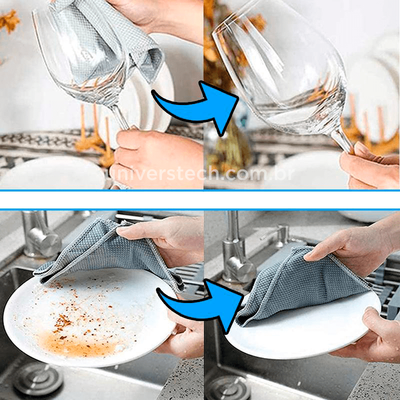 Kit de Panos Mágicos de Microfibra Reutilizável  MaxLimpy